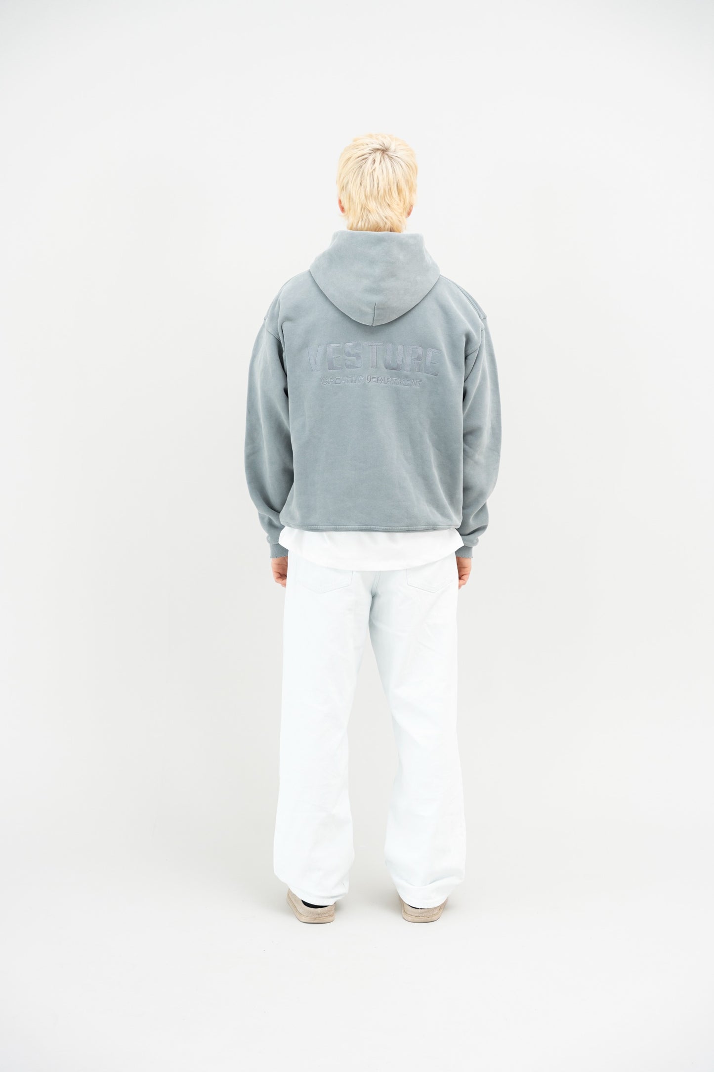 GREY EMBROIDERED HOODIE