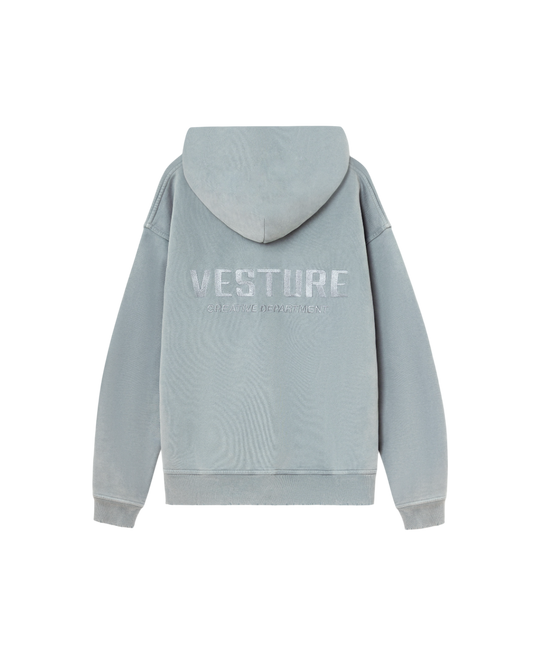 GREY EMBROIDERED HOODIE