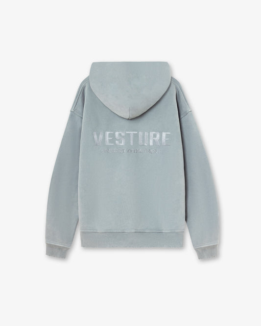 GREY EMBROIDERED HOODIE