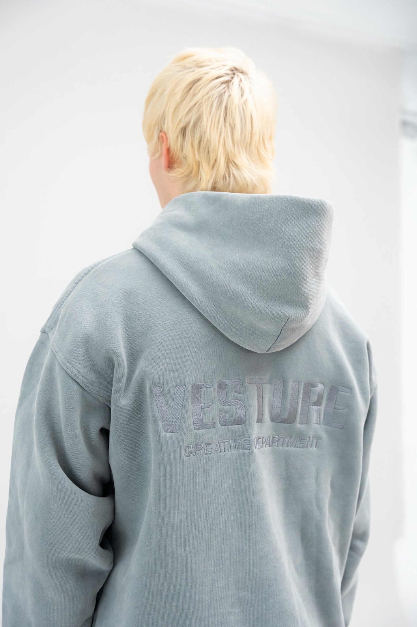 GREY EMBROIDERED HOODIE