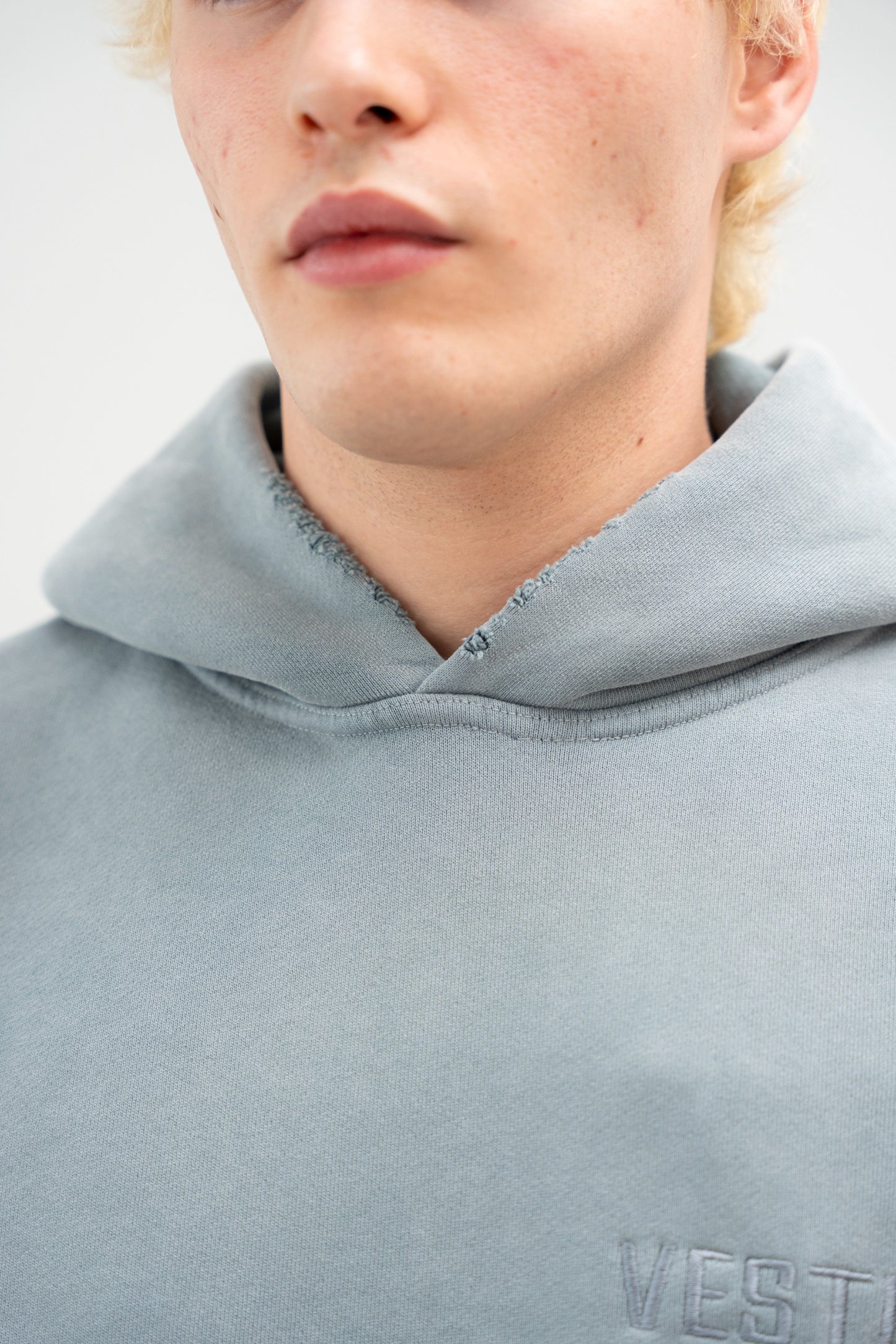 GREY EMBROIDERED HOODIE