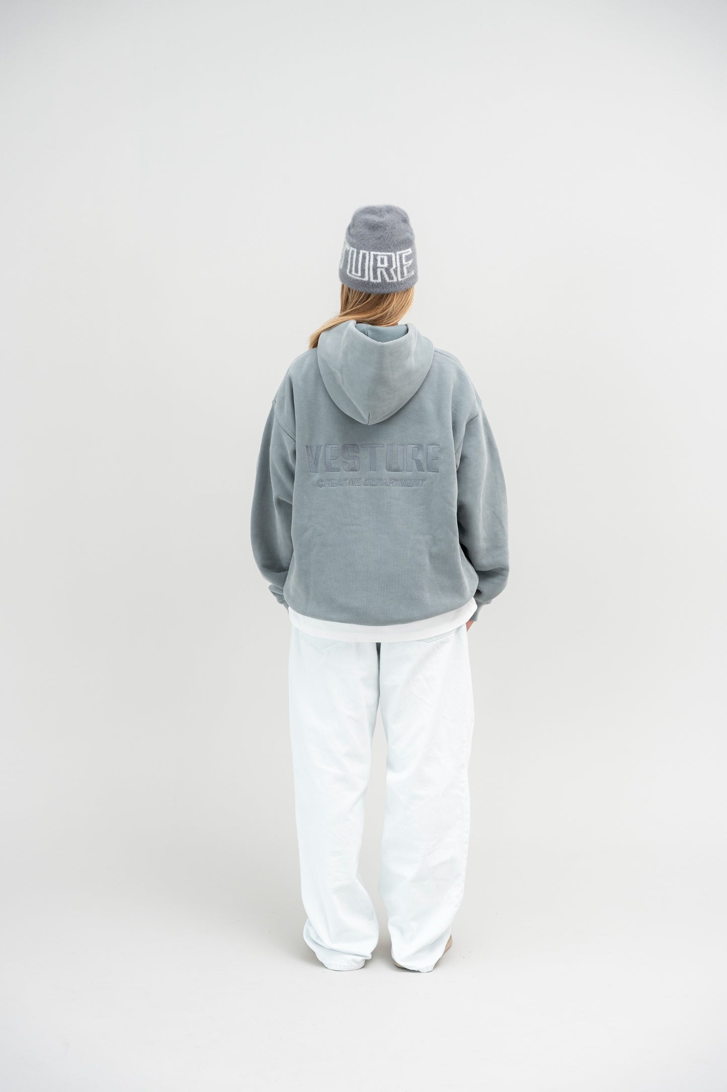 GREY EMBROIDERED HOODIE