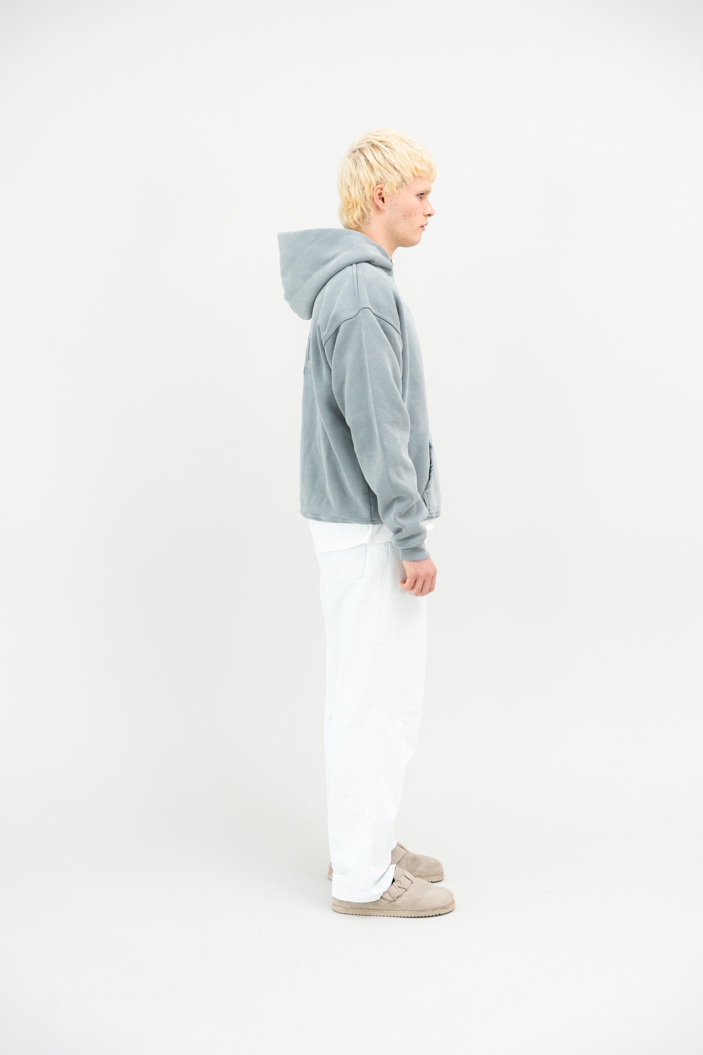 GREY EMBROIDERED HOODIE