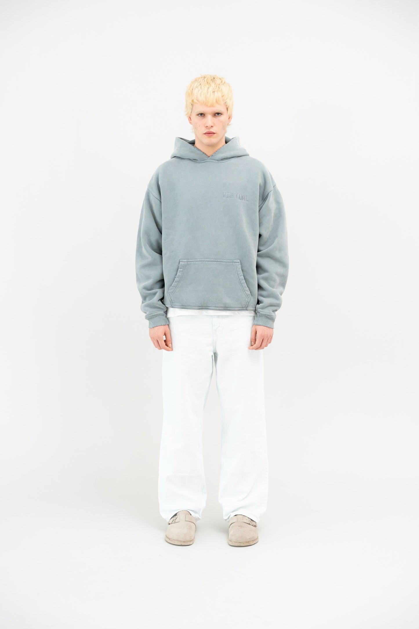 GREY EMBROIDERED HOODIE